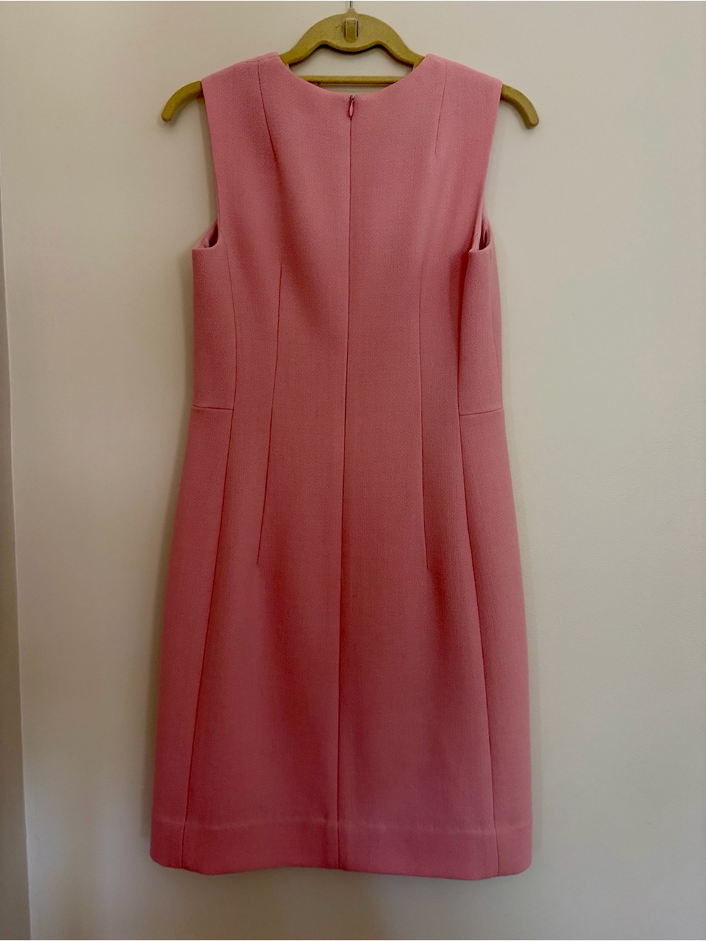 Akris Pale Pink Wool Paneled Sheath Dress. Size 6.